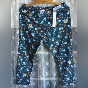 Sasquatch Bigfoot Camp Printed Cropped Leggings - Blue